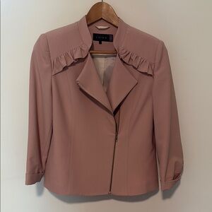 Mango Chima Dusty Rose Ruffle Blazer